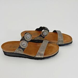 Naot Marissa Platform Wedge Slide Sandals Rhinestone Accent Women's Size 7 Multi